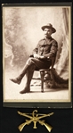 1898 Thomas Mantle Spanish American War Veteran 4" x 6.25" Studio Photo & CI Uniform Pin - Lot of 2
