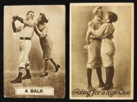 1912 Going For A High One & A Balk 3.5" x 5.5" Baseball Postcards - Lot of 2 