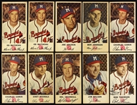 1954 Milwaukee Braves Johnston Cookies Baseball Trading Cards - Lot of 10 w/ Eddie Mathews, Del Crandall, Joe Adcock & More