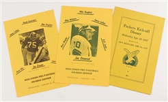 1947-82 Packers Kick Off Dinner & Wisconsin Pro Football Awards Dinner Programs - Lot of 3