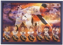 1990s Nolan Ryan & Catchers Signed 27" x 39" Framed "7 Career No Hitters" Lithograph (JSA) 7/7