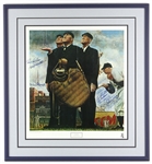 1990s Hall of Fame Multi Signed 31" x 33.5" Framed Norman Rockwells The Umpires Lithograph w/ 11 Signatures Including Bob Gibson, Eddie Mathews, Johnny Mize & More (JSA)