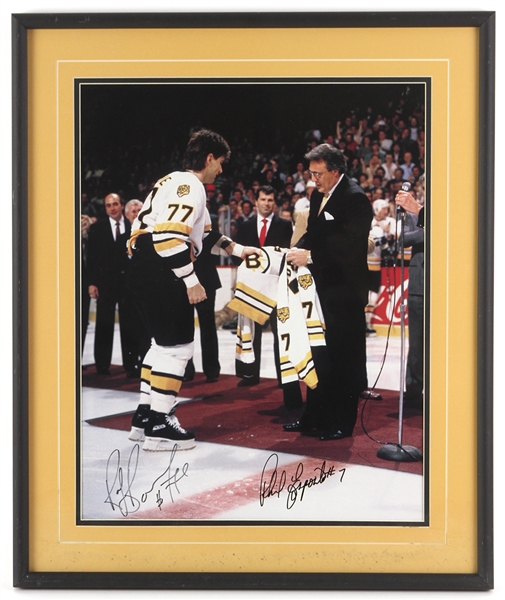 2000s Phil Esposito Ray Bourque Boston Bruins Signed 21" x 25" Framed Photo (JSA)