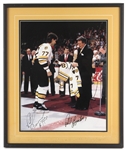 2000s Phil Esposito Ray Bourque Boston Bruins Signed 21" x 25" Framed Photo (JSA)