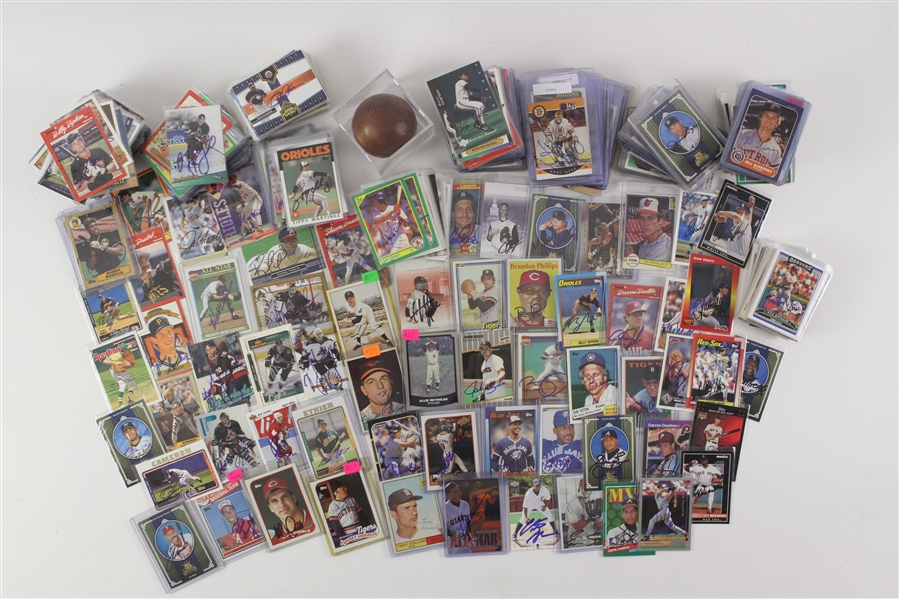 1920s-2000s Signed Trading Cards Photos Equipment Collection - Lot of 1,100+ w/ Heavily Toned Babe Ruth Signed OAL Johnson Baseball & More (MEARS LOA)