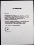 Brian Dennehy 6"x 9" Typed Letter Secretarial Signed 
