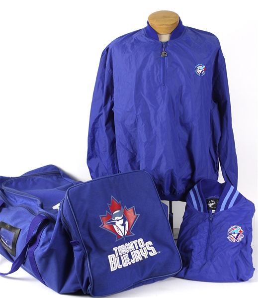 1990s Toronto Blue Jays Equipment/Apparel Collection - Lot of 3 w/ Starter & AIS Windbreakers & Wilson Team Equipment Bag