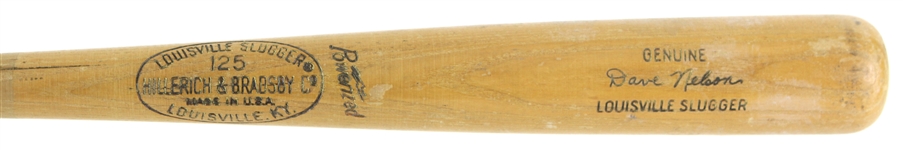 1968 Dave Nelson Cleveland Indians H&B Louisville Slugger Professional Model Game Used Bat (MEARS LOA)