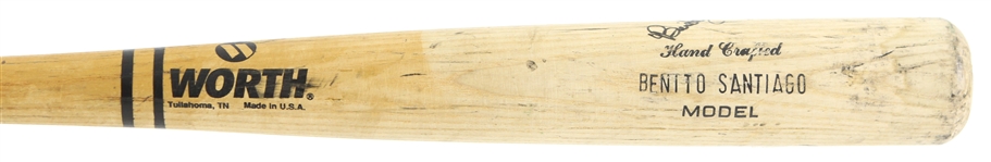 1992-94 Benito Santiago Padres/Marlins Signed Worth Professional Model Game Used Bat (MEARS LOA/JSA)
