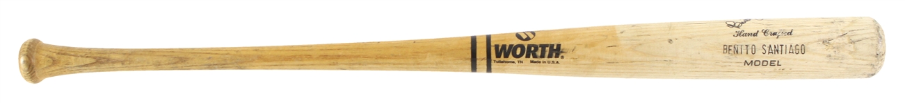 1992-94 Benito Santiago Padres/Marlins Signed Worth Professional Model Game Used Bat (MEARS LOA/JSA)