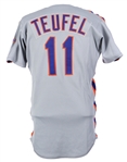 1986 Tim Teufel New York Mets Signed Game Worn Road Jersey (MEARS LOA/JSA) World Series Season