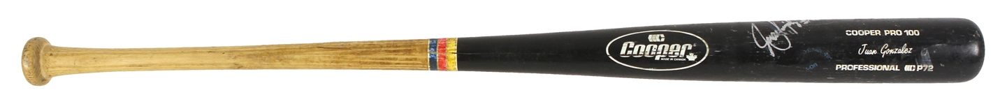 1990's Juan Gonzalez Texas Rangers Signed Cooper Professional Model Game Used Bat (MEARS LOA/JSA)