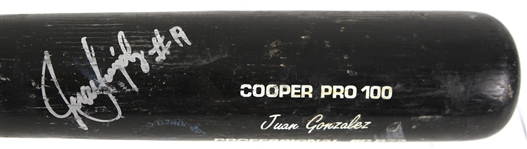 1990's Juan Gonzalez Texas Rangers Signed Cooper Professional Model Game Used Bat (MEARS LOA/JSA)