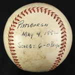 1952 (May 4) Carl Erskine Brooklyn Dodgers ONL Giles Forbes Field Game Used Victory Baseball (MEARS LOA/Signed Erskine Letter) 1st Win of Season