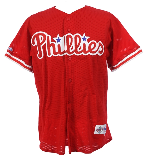 1992-97 Curt Schilling Philadelphia Phillies Signed Batting Practice Jersey (MEARS LOA/JSA)