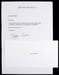 Beyonce 7"x 10 Typed Letter Secretarial Signed