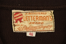 1960's HL Whiting Brown Wool YC Football Sweater w/ Charm (MEARS LOA)