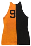 1920's Black/Orange Woodstock Game Worn Basketball Jerseys & Red Satin Basketball Trunks - Lot of 3 (MEARS LOA) 