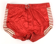 1920's Black/Orange Woodstock Game Worn Basketball Jerseys & Red Satin Basketball Trunks - Lot of 3 (MEARS LOA) 