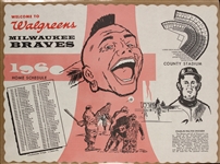 1960 Milwaukee Braves 10" x 14 Walgreens Milwaukee County Stadium Home Schedule Place Mat