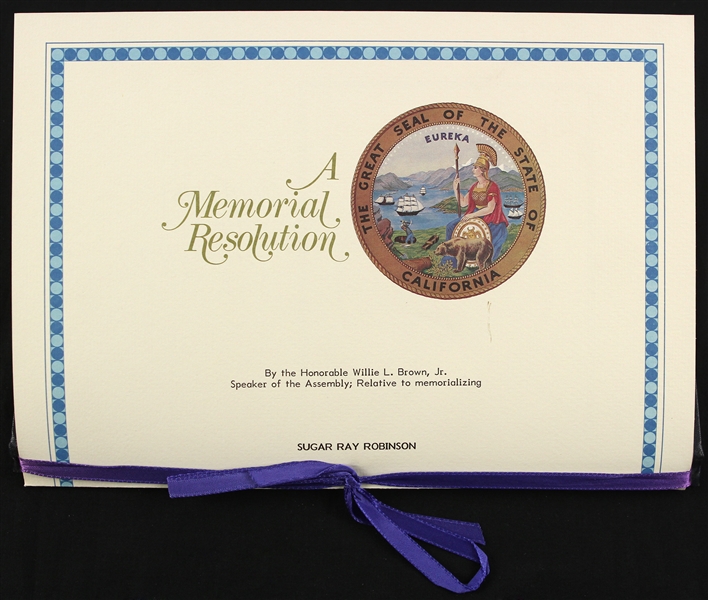 1989 Sugar Ray Robinson World Champion Boxer California State Assembly Memorial Resolution 
