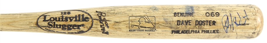 1999 Dave Doster Philadelphia Phillies Signed Louisville Slugger Professional Model Game Used Bat (MEARS LOA/JSA)