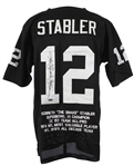 1970-1979 Ken Stabler Oakland Raiders Signed Custom Jersey W/ Career Stat Embroidery and “Snake” Inscription (Radtke)