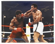 1980s Muhammad Ali/Cassius Clay Leon Spinks World Heavyweight Champions Signed 16" x 20" Photo (JSA)