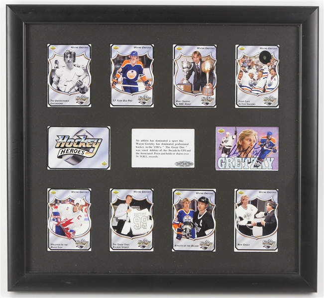 1992 Wayne Gretzky Oilers/Kings 15" x 16" Framed Display w/ Signed Trading Card (Upper Deck)(JSA)