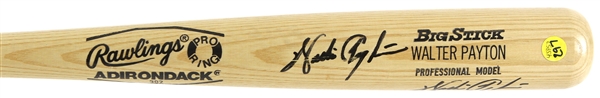 1983-86 Walter Payton Chicago Bears Dual Signed Rawlings Adirondack Bat (JSA)