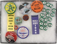 1960s-90s Baseball Football Basketball Pinback Collection - Lot of 25 w/ Reggie Jackson, Chicago Bulls, Green Bay Packers & More