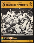 1967 San Diego Chargers Boston Patriots San Diego Stadium Game Program