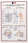 2004 (May 22) Dusty Baker Chicago Cubs Signed In Dugout Lineup Card (MEARS LOA/JSA)