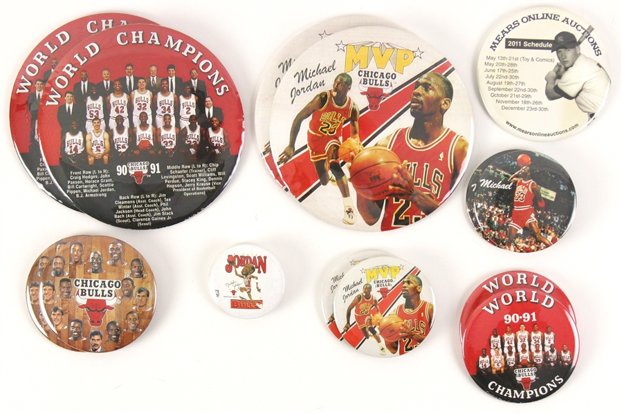 1980-90s Michael Jordan Chicago Bulls Pinback Button Collection - Lot of 15