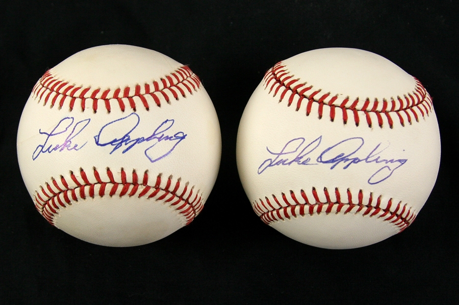 1985-90 Luke Appling Chicago White Sox Signed OAL Brown & ONL White Baseballs - Lot of 2 (JSA)