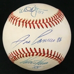 1988-89 Mark McGwire Jose Canseco Walt Weiss Oakland Athletics Rookie of the Year Triple Signed OAL Brown Baseball (JSA)
