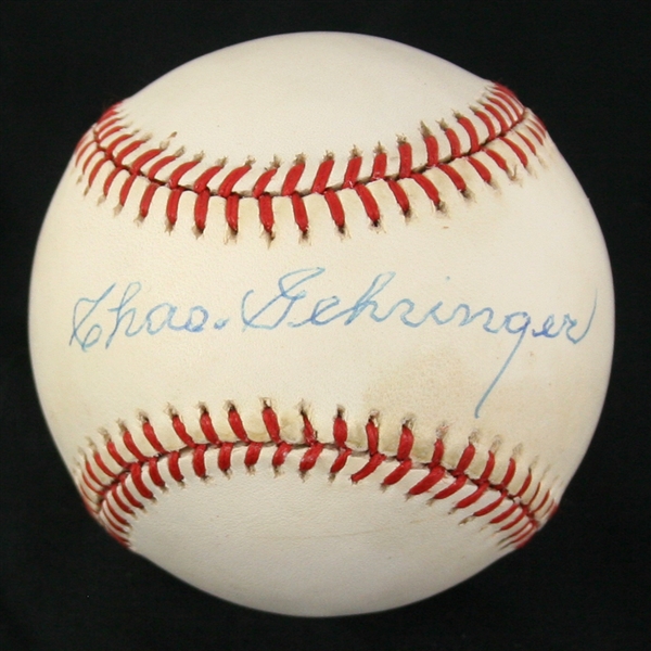 1985-89 Charlie Gehringer Detroit Tigers Signed OAL Brown Baseball (JSA)