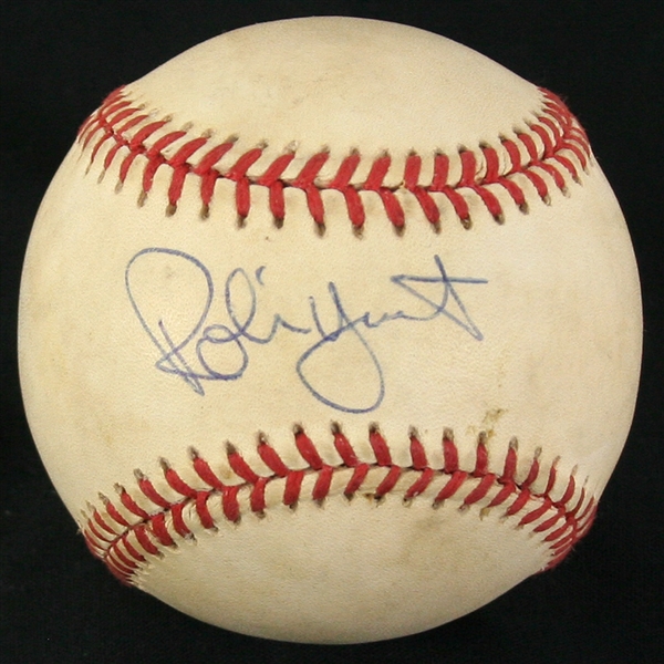1990-92 Robin Yount Milwaukee Brewers Signed OAL Brown Baseball (JSA)
