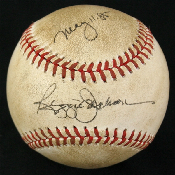 1985 (May 11) Reggie Jackson California Angels Signed OAL Brown County Stadium Game Used Home Run Baseball (MEARS LOA/JSA) 7th of Season, 510th of Career