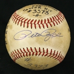 1980 (April 12) Pete Rose Philadelphia Phillies Signed ONL Feeney Veterans Stadium Game Used Hit Baseball (MEARS LOA/JSA) First Hit of Season, Career Hit #3373