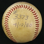 1980 (April 12) Pete Rose Philadelphia Phillies Signed ONL Feeney Veteran's Stadium Game Used Hit Baseball (MEARS LOA/JSA) First Hit of Season, Career Hit #3373