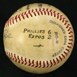 1980 (April 12) Pete Rose Philadelphia Phillies Signed ONL Feeney Veteran's Stadium Game Used Hit Baseball (MEARS LOA/JSA) First Hit of Season, Career Hit #3373