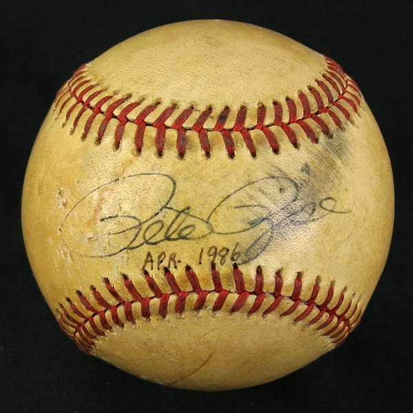 1986 Pete Rose Cincinnati Reds Signed ONL Feeney Game Used Baseball (MEARS LOA/JSA)