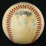 1979 Pete Rose Johnny Bench Phillies/Reds Signed ONL Feeney Game Used Baseball (MEARS LOA/JSA)