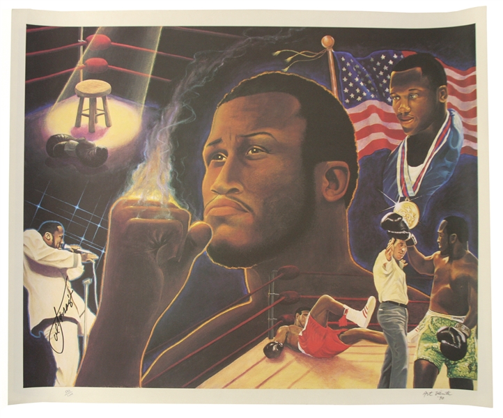 1990 Joe Frazier World Heavyweight Champion Signed 24" x 30" Lithograph (JSA) 583/1000