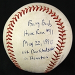 1990 (May 22nd) Barry Bonds Pittsburgh Pirates Game Used Homerun #91 Baseball (MEARS LOA)