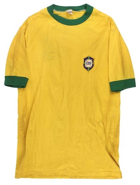 1970 Pele Brazil National Soccer Team Signed Game Worn Jersey (MEARS LOA) Personal Collection of Team Masseuse
