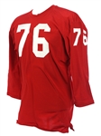 1963-71 Red Durene #76 Game Worn Rawlings Football Jersey (MEARS LOA) 