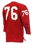 1963-71 Red Durene #76 Game Worn Rawlings Football Jersey (MEARS LOA) 