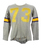 1940s-50s Grey Wool #73 Game Worn OShea Knitting Mills Football Jersey w/ Crotch Strap (MEARS LOA)